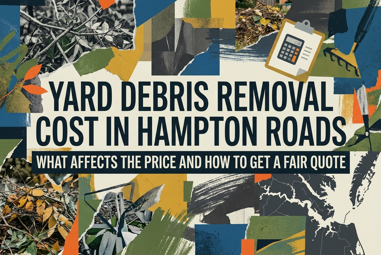 Professional header image for industry analysis: Yard Debris Removal Cost in Hampton Roads: What Affects t...