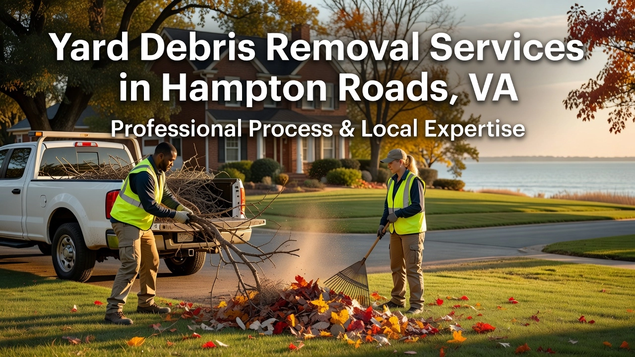 Professional header image for list-based article: Yard Debris Removal Services in Hampton Roads, VA
