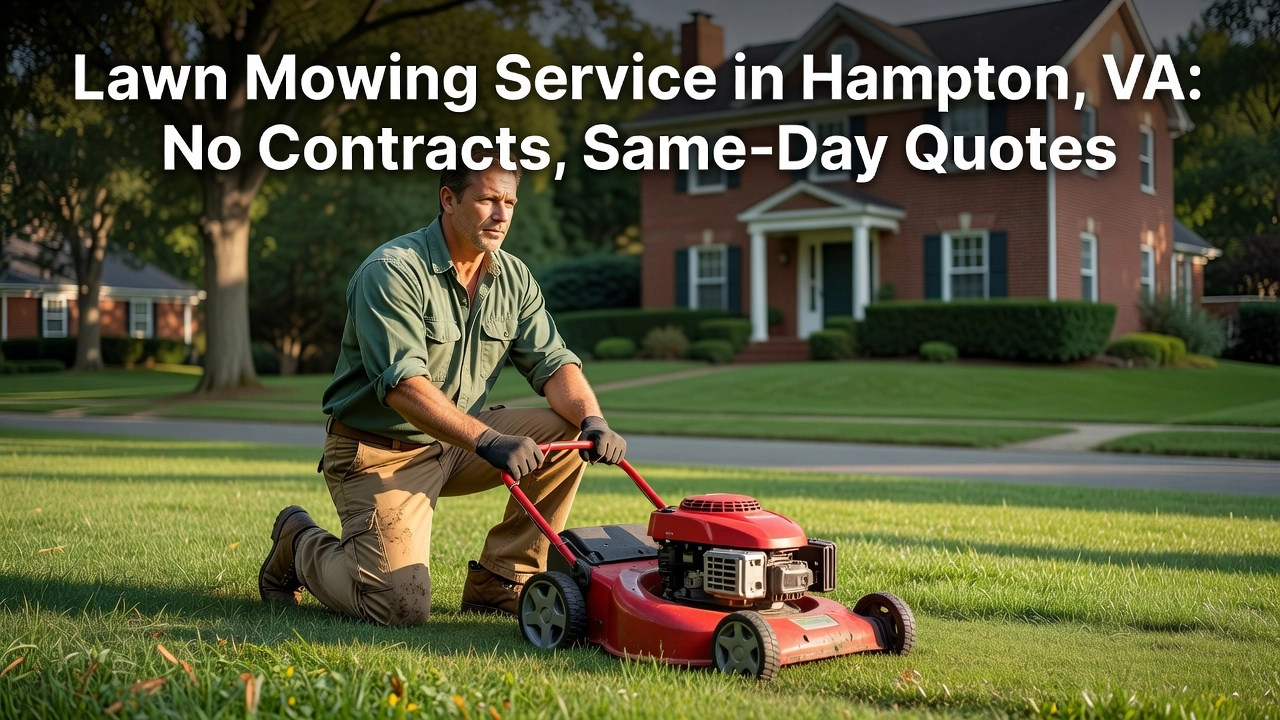 Professional header image for list-based article: Lawn Mowing Service in Hampton, VA: No Contracts, Same-Da...