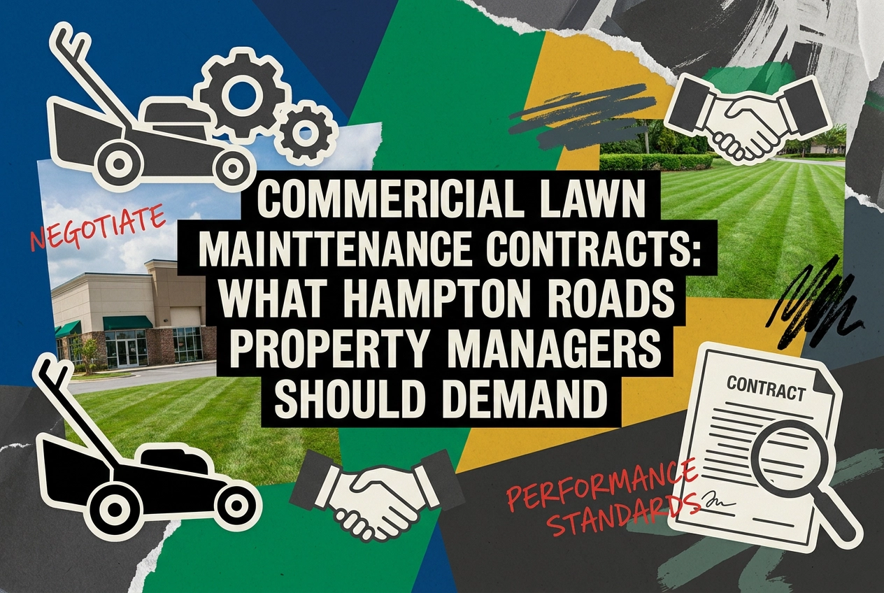Professional header image for list-based article: Commercial Lawn Maintenance Contracts: What Hampton Roads...